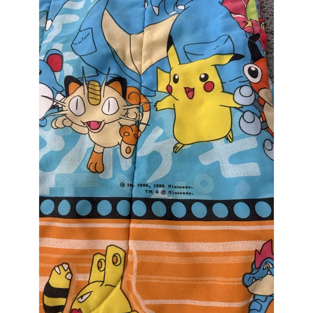 Vintage 1998 Pokemon Bed Comforter Blanket Nintendo Rare Video Game Twin Size